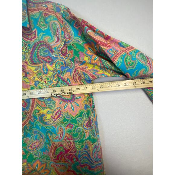 Lauren Ralph Lauren Woman's Colorful Paisley Tunic Button-Down Shirt Boho - Picture 10 of 10
